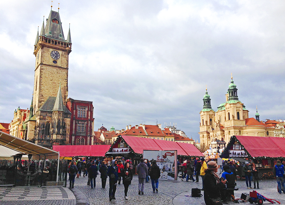 Old Town Square - Clock Tower and St. Nicholas Church